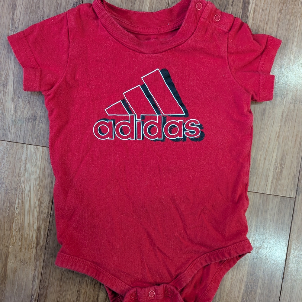 Adidas Red gender neutral short sleeve Baby bodysuit